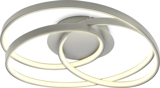 BK Licht - LED Ceiling Lamp Bagues - pour salon - argent - plafonnier rond - 3 000 K - 4 600 Lm - 35 W