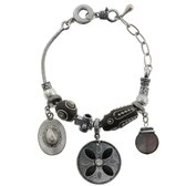 Behave Armband- bedelarmband - zilver kleur - grijs - 18 cm