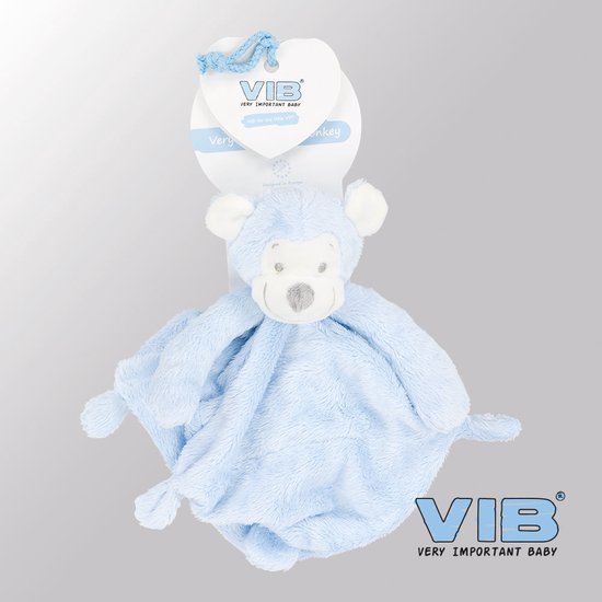 VIB® - Knuffeldoekje Aap - Blauw - Babykleertjes - Baby cadeau - zwangerschap aankondiging - geboorte cadeau — afbeelding 3