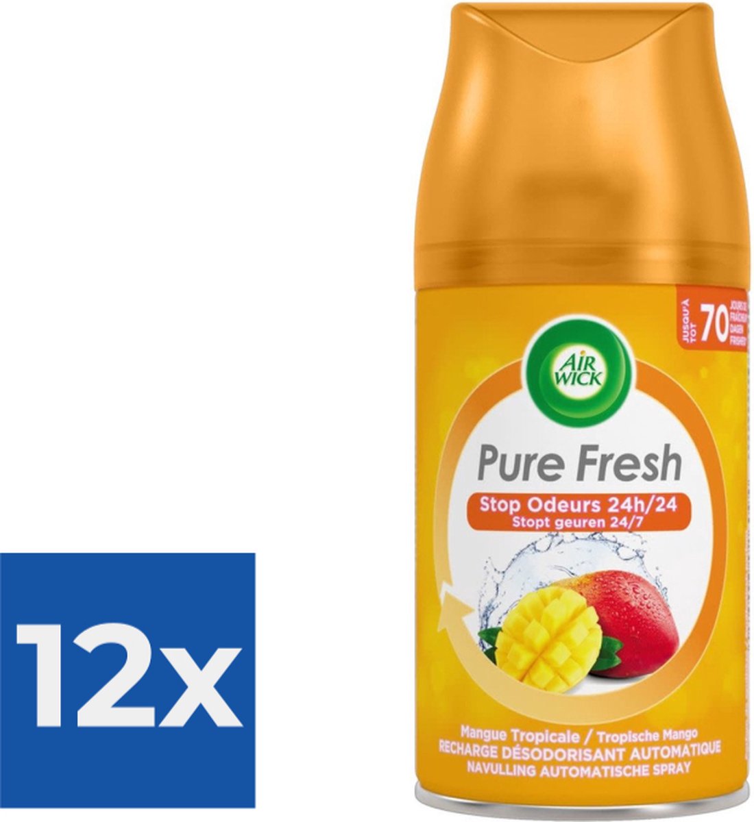 Goedkoopste Air Wick - Luchtverfrisser - Navulling - Tropische Mango - 250ml x 12