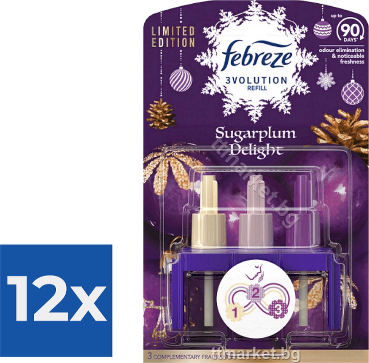 Goedkoopste Ambi Pur Electric Navulling 3volution  Sugarplum Delight 20 ml - Voordeelverpakking 12 stuks