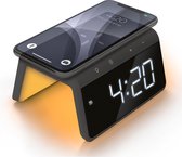 Caliber Réveil Numérique - Chargeur Sans Fil - QC3.0 15 Watt Charge Rapide - Double Réveil - adapté comme réveil pour enfants - Lampe de Nuit 8 Couleurs - Couleur Gris (HCG019QI-SG)