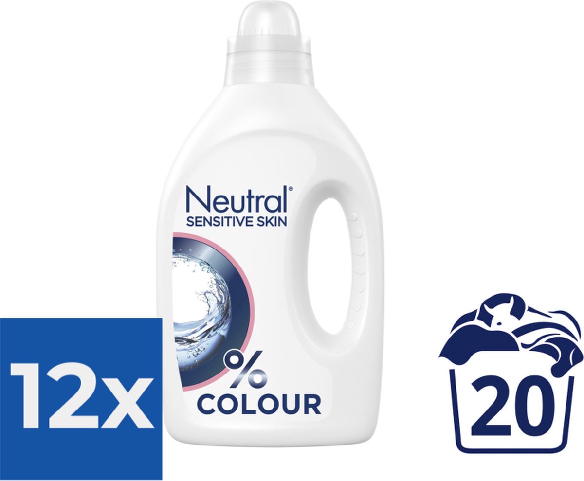 Neutral Vloeibaar Wasmiddel Kleur 1 liter - Voordeelverpakking 12 stuks