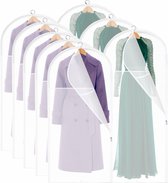 Pakket van 8 kledinghoezen, bijgewerkte transparante kledinghoezen, kledinghoezen, 140 cm / 160 cm x 60 cm hoes met rits, kledingbeschermingshoezen, jas, mantel, jurken, avondjurken, pak.