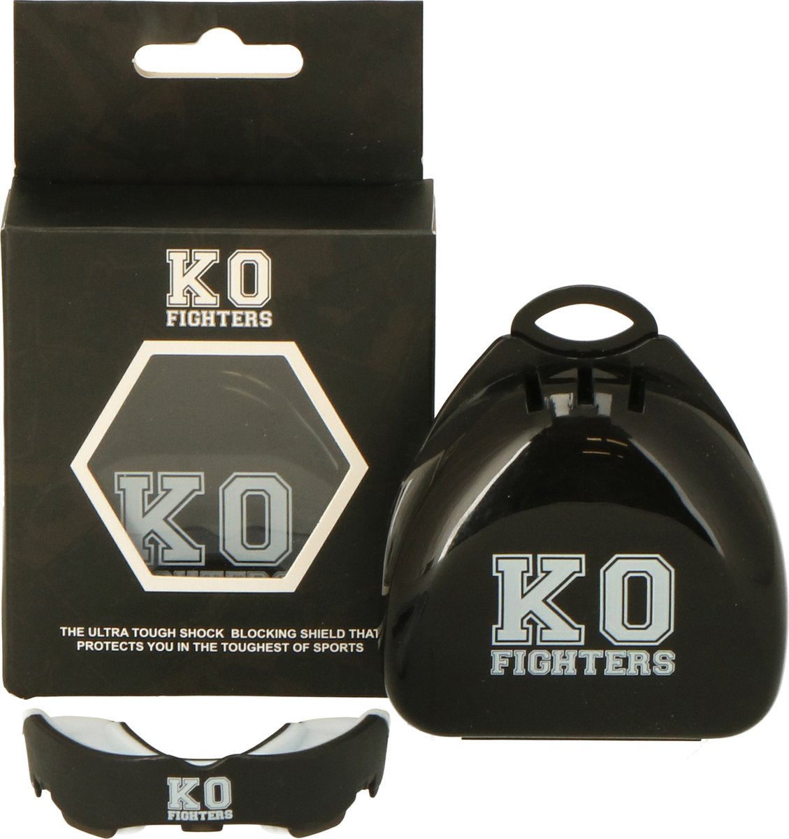KO Fighters - Hockey Bitje - Gebitsbeschermer - Mouthguard - Zwart/ Wit - Senior