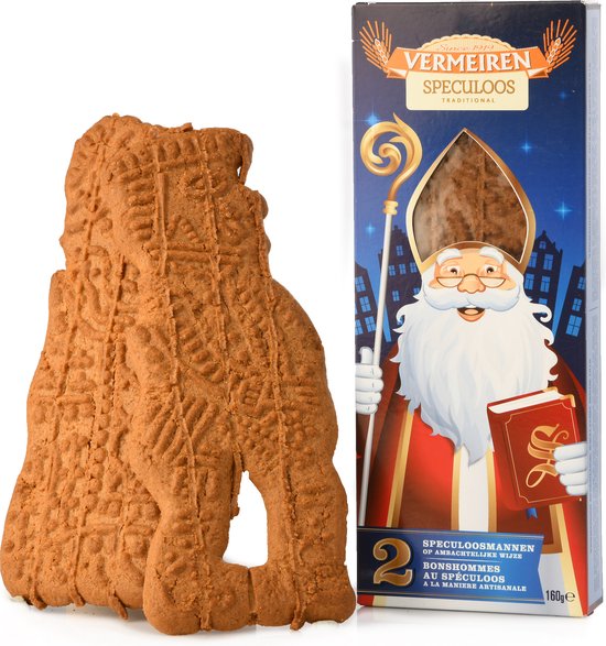 Vermeiren traditionele XL Sinterklaas speculaaspop (12 doosjes met telkens 2 speculoos koeken van 80 gram)