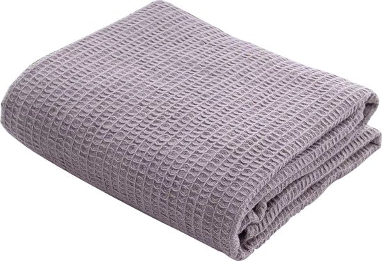 Bedsprei met franjes - Katoenen sprei met visgraatpatroon - 220 x 240 cm - Crème