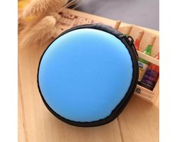 Oortjes opberg hoesje - Case - Etui - Organizer - Voor oordopjes en laadkabels - USB - Rond - Blauw