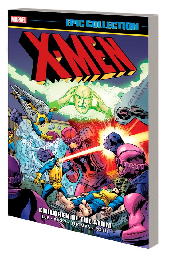 X-Men Epic Collection: Children of The Atom graphic novel cover art, toont een gevecht met Sentinels.