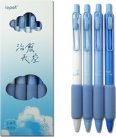 Ainy Hemel Pen met zachte kussengrip - set van 4 stuks zwarte pennen voor kinderen en volwassenen - kawaii balpen | middelbare schoolspullen balpennen