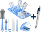 Bouteilles à biberons Blauw + Kit de nettoyage - Kit de nettoyage pour Bébé - Set de voyage + Stylo