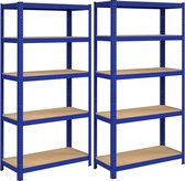 Set van 2 stellingkasten 180 cm hoog blauw Output: Blauwe 180 cm Hoge Set van 2 Stellingkasten