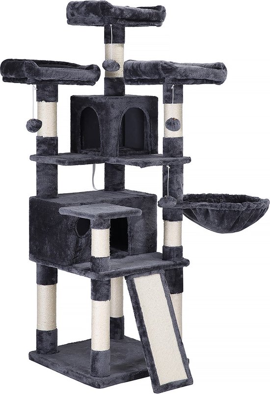 FEANDREA scratching post, XXL scratching post, 54 x 49 x169 cm, smoke