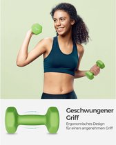 Dumbbell set van 2 in Groen met Vinyl Griphalters van 1,5 kg per stuk - Set van 2