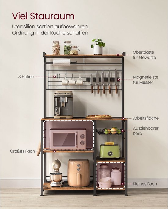 VASAGLE staande plank met 4 planken van gehard glas zwart | SONGMICS THUIS