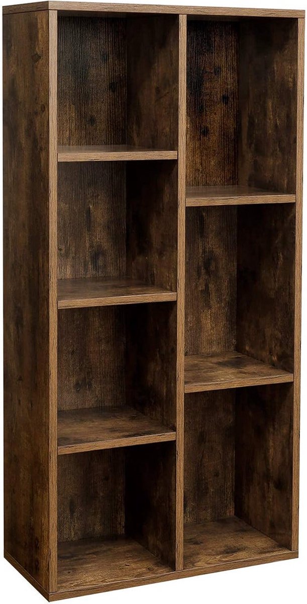 Boekenplank – 7 vakken – Hout – Bruin