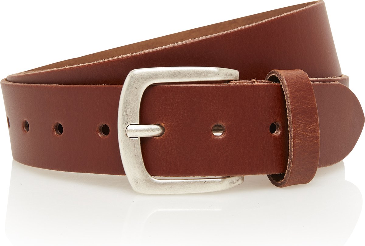Timbelt 4cm echt lederen cognac riem - heren riem / dames riem - cognac - jeansriem - Riemmaat 95 cm - Totale lengte riem 110 cm