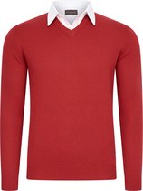 Cappuccino Italia - Heren Trui Pullover Mock - Rood - Maat L
