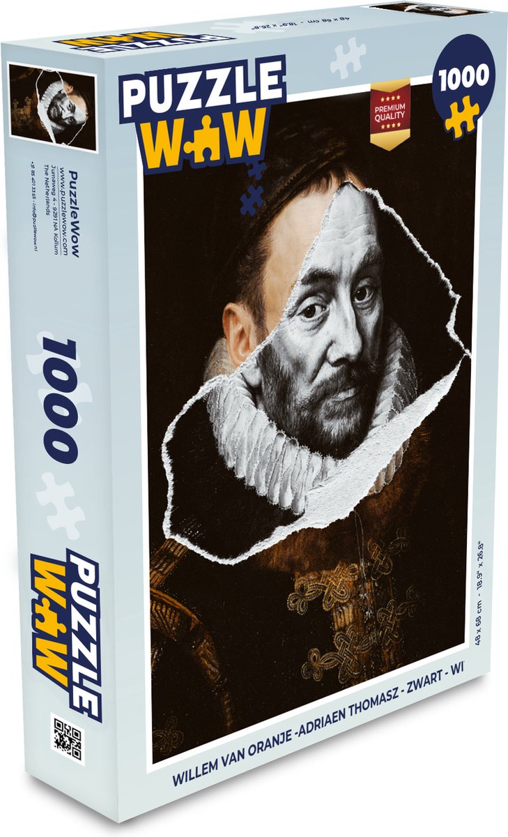 Puzzel Willem van Oranje -Adriaen Thomasz - Zwart - Wit - Legpuzzel - Puzzel 1000 stukjes volwassenen