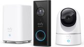 Eufy by Anker 2K Videodeurbel + 2K Beveiligingscamera bundel - Pan & tilt - Voor binnen en buiten - Met Homebase