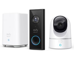 Eufy by Anker 2K Videodeurbel + 2K Beveiligingscamera bundel - Pan & tilt - Voor binnen en buiten -…