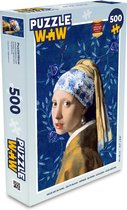 Puzzel Meisje met de parel - Delfts blauw - Vermeer - Bloemen - Schilderij - Oude meesters - Legpuzzel - Puzzel 500 stukjes