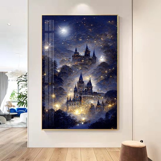 Diamant schilderij set/DIY diamant set voor kinderen/diamant schilderij vol diamanten/volwassen DIY diamant set/mozaïek schilderij - Sterrenhemel Kasteel 50*70CM