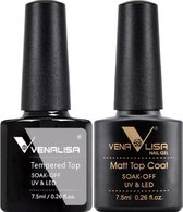 Venalisa Top en Matte Topcoat Gellak Set - 15 ml (2x 7.5 ml) - Gellak Starterspakket - Gellak Top Coat - Matte Topcoat - Gellak Set - Venalisa Gellak - Gellak Nagellak