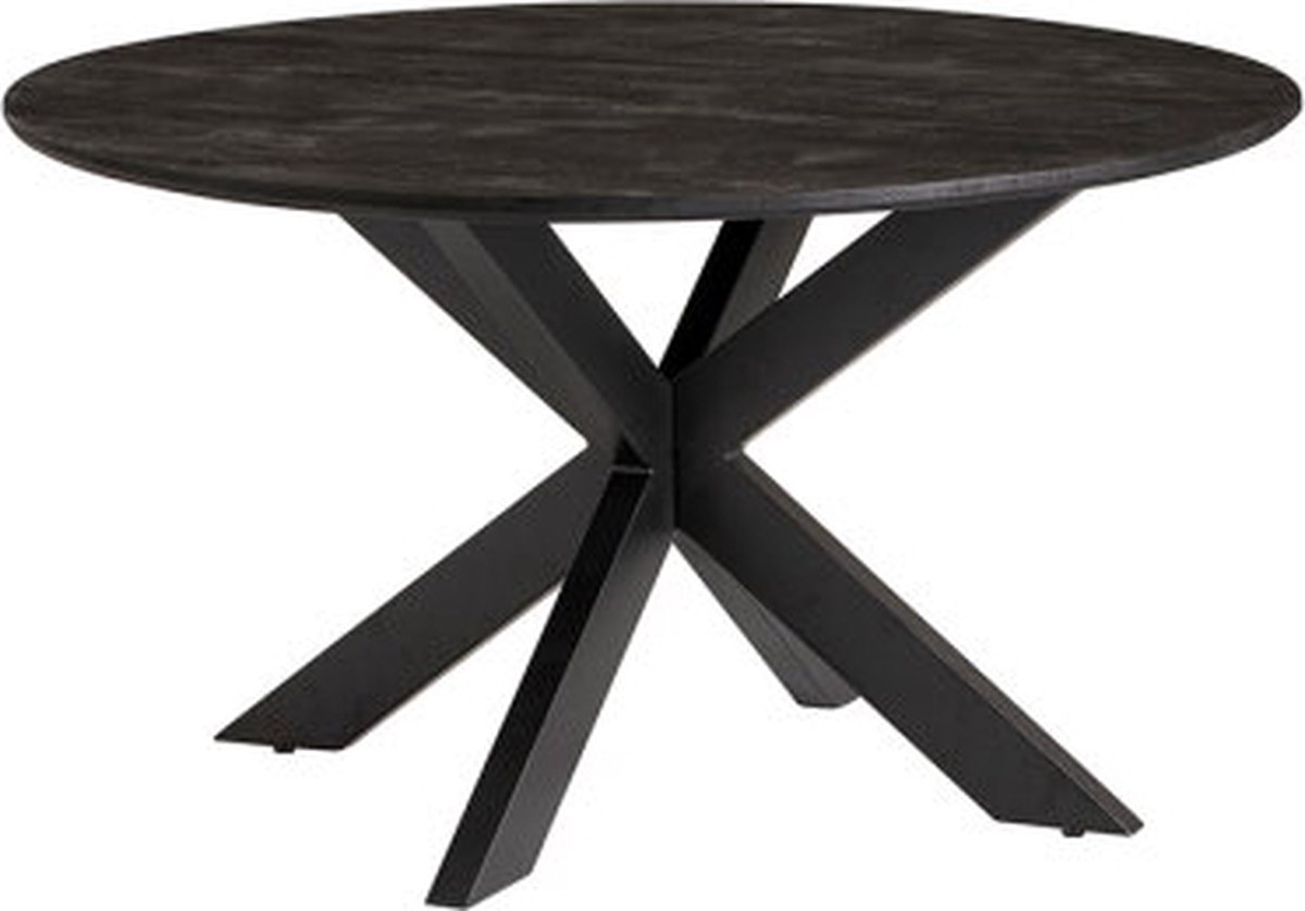 Eettafel Colombia 120 cm Rond mangohout - zwart | Meubelplaats