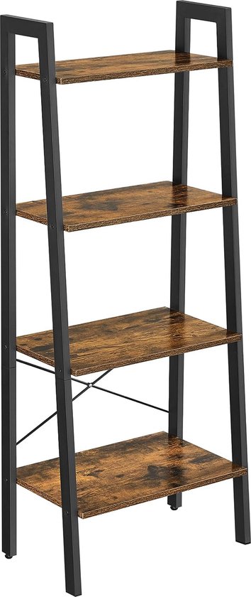 Standing Shelf Bookcase 4 Tier Ladder Shelf Sturdy Metal Frame