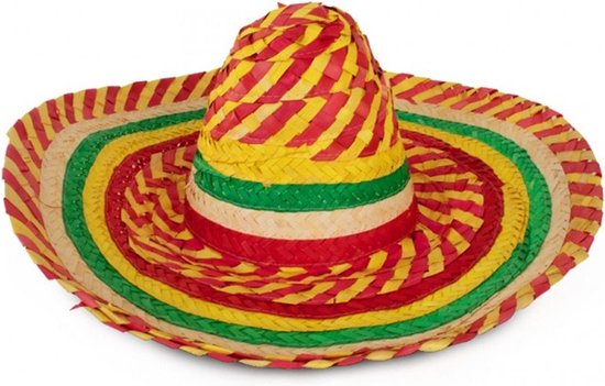 Partyxplosion Mexicaanse Sombrero hoed voor heren - carnaval/verkleed accessoires - multi kleuren - dia 50 cm