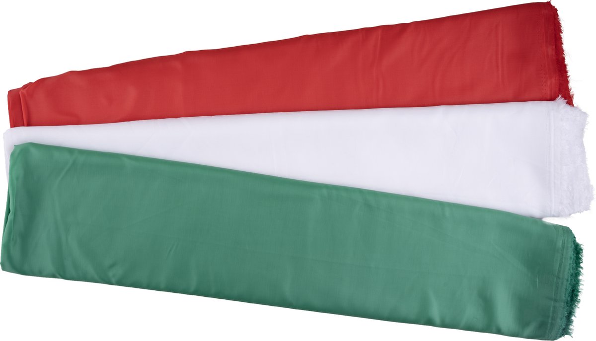 Vlaggenstof rood - groen - wit - ITALIE / HONGARIJE / PALESTINA - 300 x 150 cm van elke kleur
