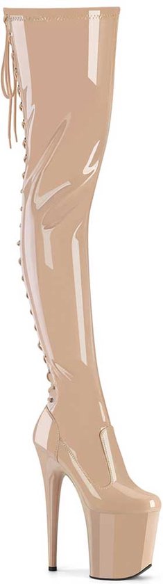 Pleaser - FLAMINGO-3850 Plateau Overknee Laarzen - US 11 - 41 Shoes - Huidskleur