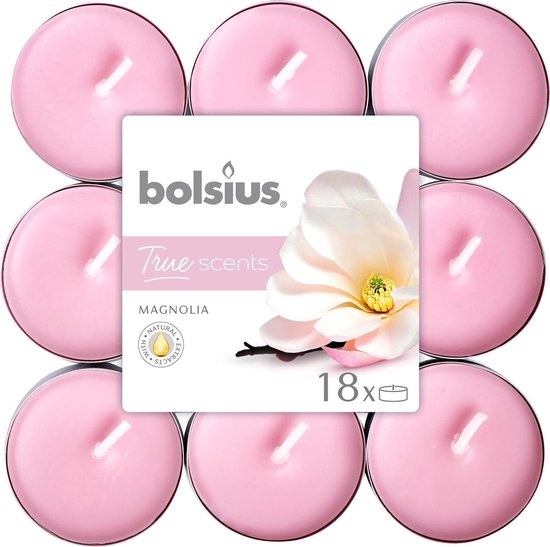 Bolsius - Geurtheelichtjes 'True Scent' - 18 stuks- 4 branduren per theelichtje- magnolia