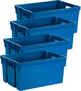EDA Opbergbox/opbergkrat 50 L - 4x - blauw - kunststof - 56 x 41 x 29 - stapelbaar/nestbaar