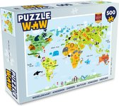 Puzzel Wereldkaart - Kinderen - Dieren - Natuur - Jongens - Meisjes - Legpuzzel - Puzzel 500 stukjes