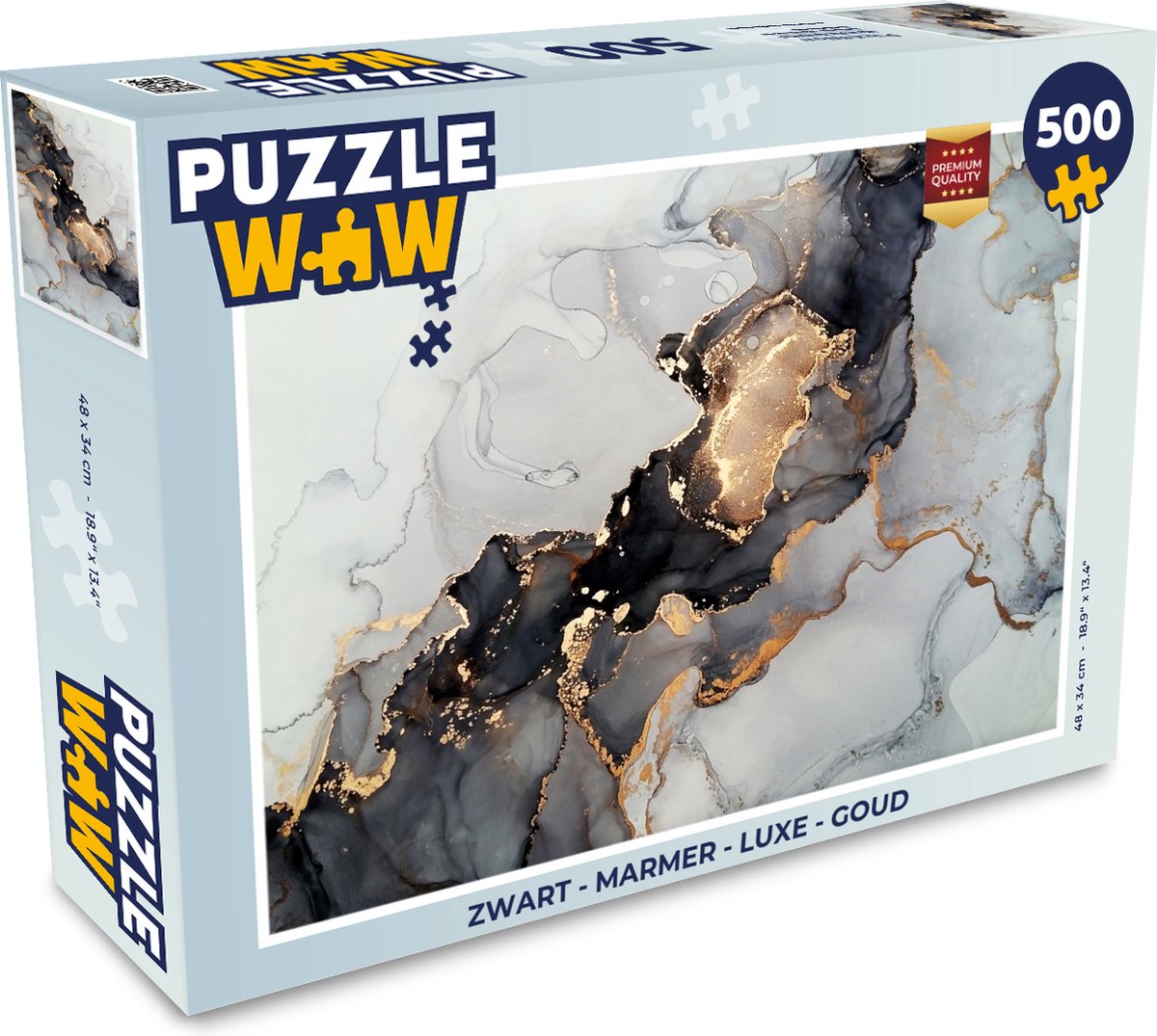 Puzzel Zwart - Marmer print - Luxe - Goud - Legpuzzel - Puzzel 500 stukjes