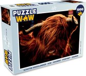 Puzzel Schotse hooglander - Koe - Hoorns - Portret - Dieren - Legpuzzel - Puzzel 1000 stukjes volwassenen