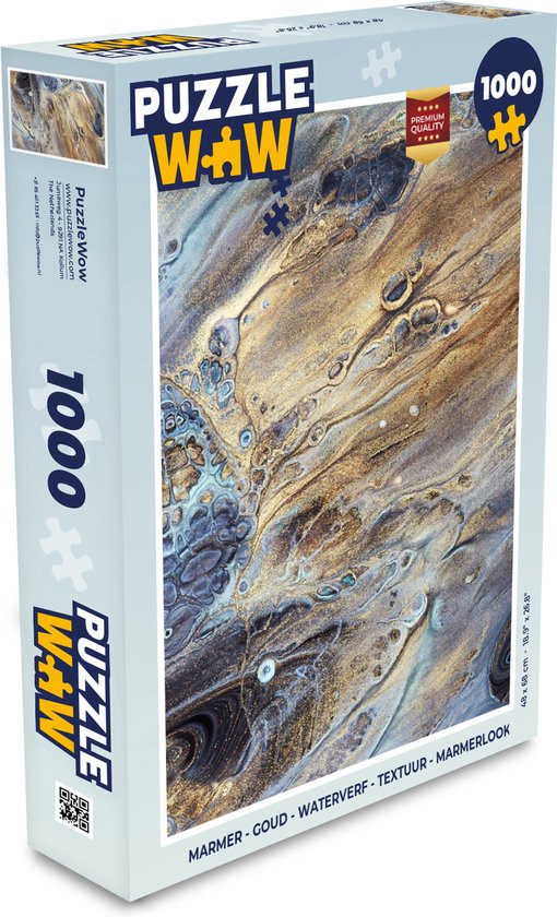 Puzzel Marmer - Goud - Waterverf - Textuur - Marmerlook - Legpuzzel - Puzzel 1000 stukjes volwassenen