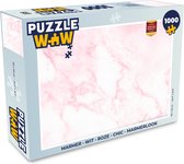 Puzzel Marmer - Wit - Roze - Chic - Marmerlook - Legpuzzel - Puzzel 1000 stukjes volwassenen
