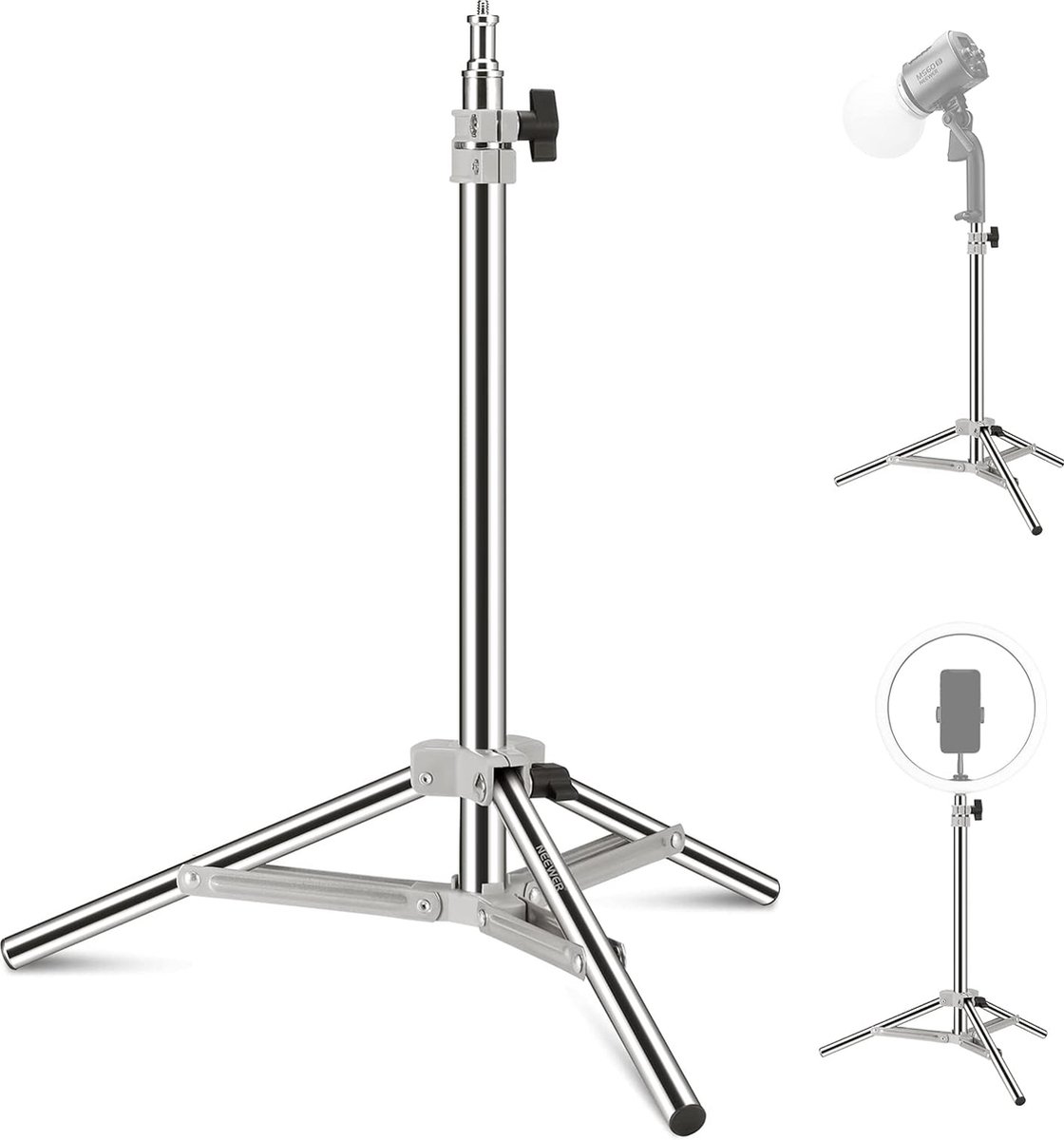 Neewer® - 32"/80cm Fotografie Lichtstatief - Verstelbaar Roestvrijstalen Tafelstatief voor Reflectoren, Softboxen, LED Ringlichten en Paraplu's met 1/4" Montageschroef - Model ST80SS