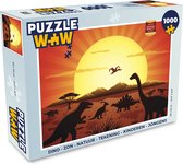 Puzzel Dino - Zon - Natuur - Tekening - Kinderen - Jongens - Legpuzzel - Puzzel 1000 stukjes volwassenen