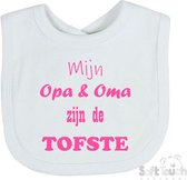 Bavoir Soft Touch Bavoir "Mon grand-père et ma grand-mère sont les plus cool" Fête des Mères Unisexe Katoen Wit/rose Taille 33x22 Cm