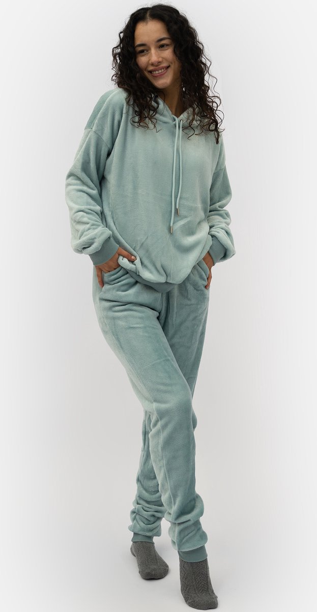 Apollo dames huispak Fleece - Loungeset - L/XL - Blauw op Prijzenvolger.com