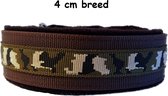 Halsband - 4 cm breed - Maat 80 XXXL - Groen camouflage - Bruin nylon - Hondenhalsband - Halsband hond