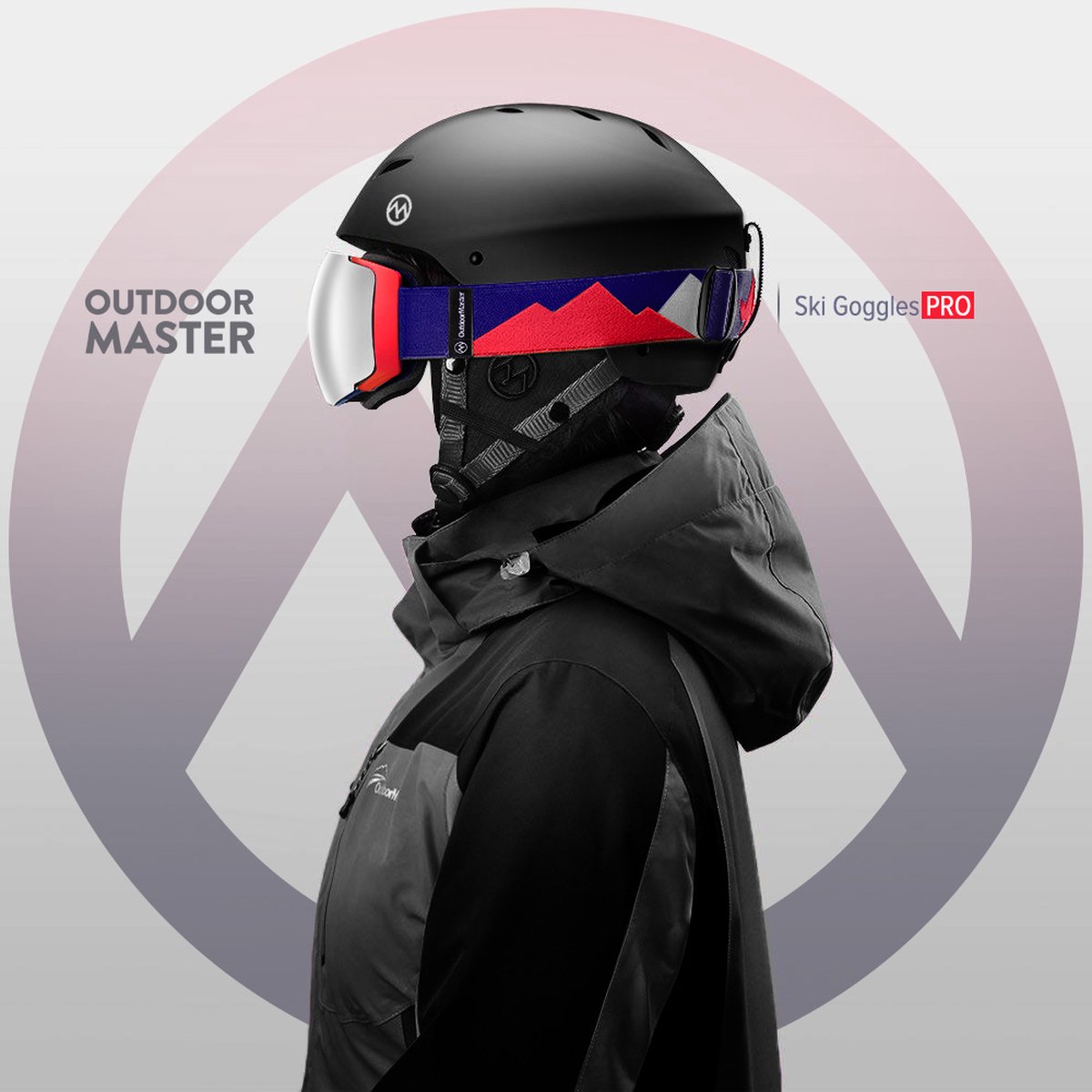 OutdoorMaster OTG Skibril - skibril voor heren, dames en jongeren, 100% UV- bescherming (zwart frame VLT 10% grijze lens