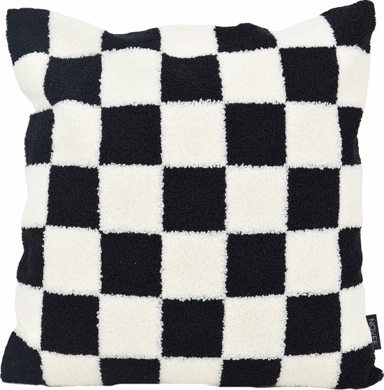 Bouclé Checker Kussenhoes | Katoen/Polyester | 45 x 45 cm