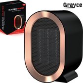 Grayce Elektrische Mini Heater – Elektrische kachel – Heater voor binnen – Kachelventilator – Elektrische verwarming – Desktop heater – 800/1200 WATT - Zwart