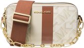 Michael Kors Logo Stripe Double- Zip Camera Bag Sac à bandoulière pour femme - Bagage vanille