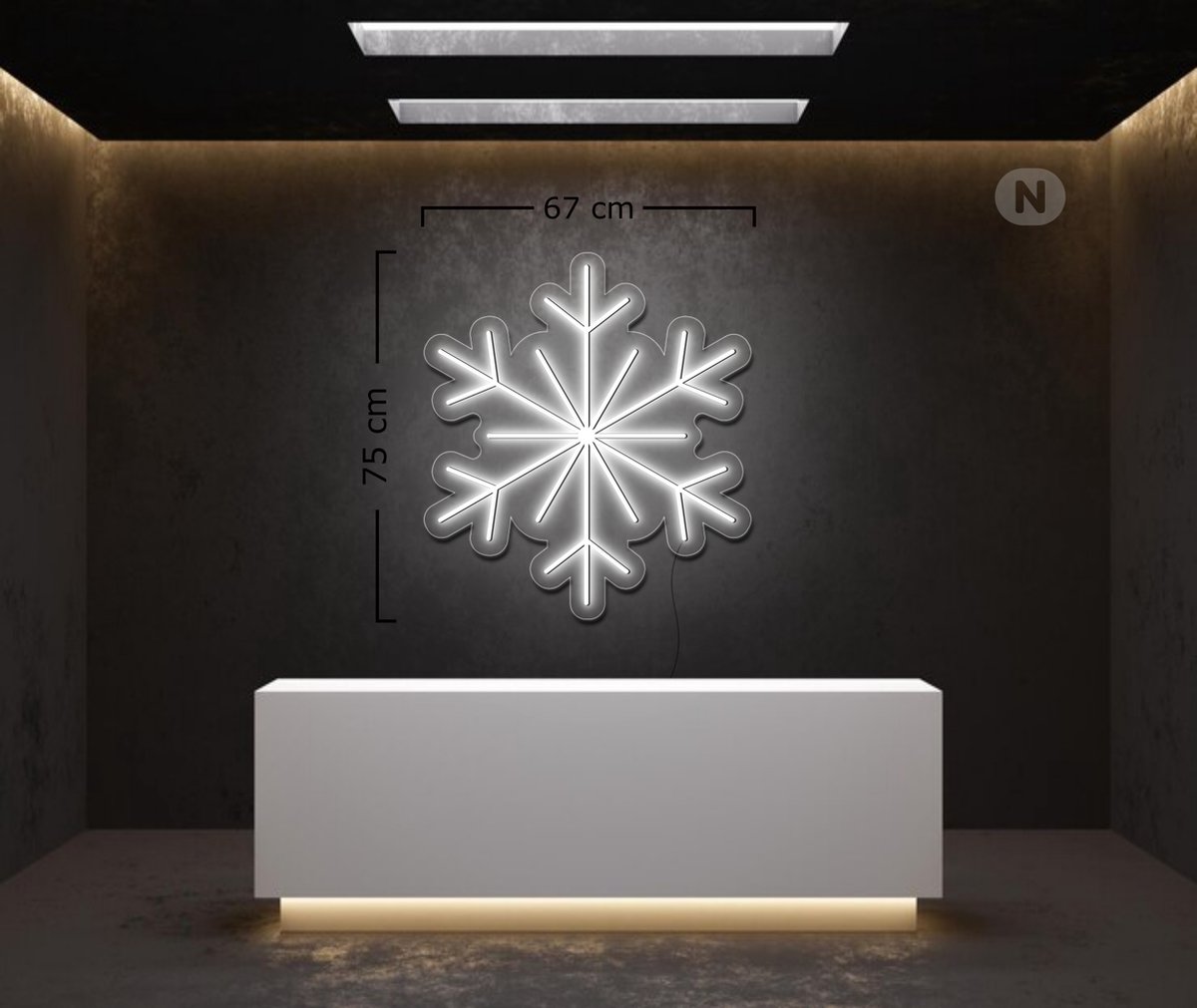 Led Neonbord - Led Neonverlichting - Sneeuw - Koud wit - 75cm * 67cm